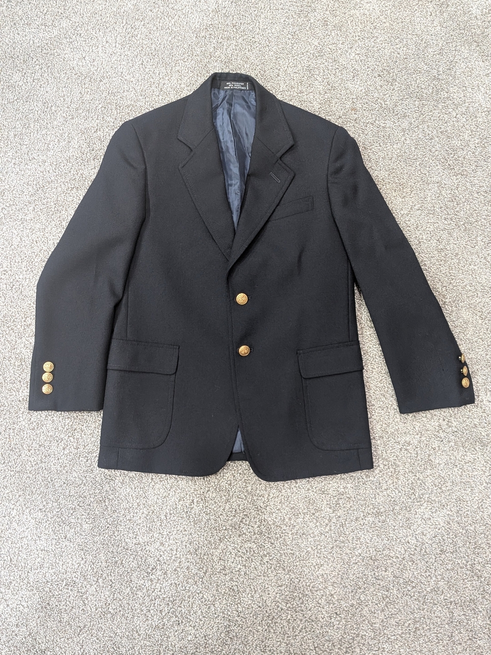 Nordstrom Suit Jacket Blazer Boys 10R Navy Gold Button Wool Blend Classic Preppy